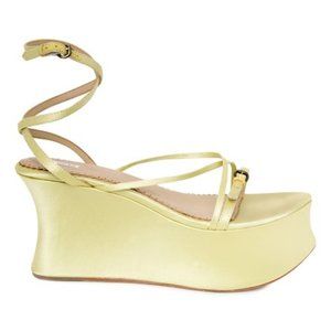 New $198 Max Studio Chartreuse Beseem Platform Sandal, size 7